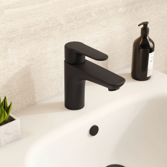 Vitra Root Round Basin Mixer Tap - Matt Black | Product Image