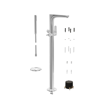 Vitra Root Freestanding Bath Shower Mixer Tap with Shower Kit - Chrome | Product Image