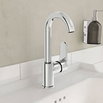 Vitra Root Round Single Lever Side Action Basin Mixer Tap - Chrome | Product Image