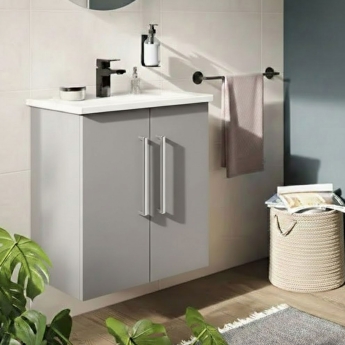 Vitra Root Flat Compact Wall Hung 2-Door Vanity Unit with Basin 600mm Wide | Product Image