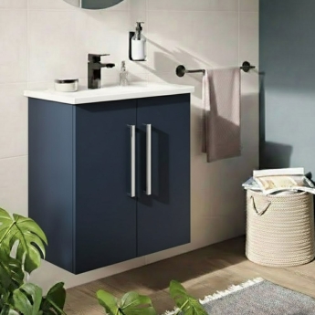 Vitra Root Flat Compact Wall Hung 2-Door Vanity Unit with Basin 600mm Wide | Product Image