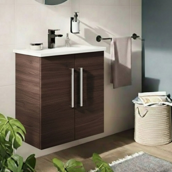 Vitra Root Flat Compact Wall Hung 2-Door Vanity Unit with Basin 600mm Wide | Product Image
