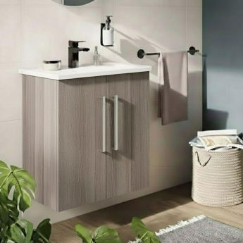 Vitra Root Flat Compact Wall Hung 2-Door Vanity Unit with Basin 600mm Wide | Product Image