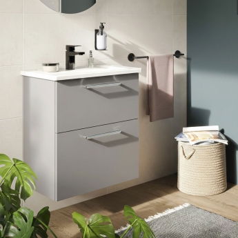 Vitra Root Flat Compact Wall Hung 2-Drawer Vanity Unit with Basin 600mm Wide | Product Image