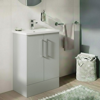 Vitra Root Flat Floor Standing 2-Door Vanity Unit with Basin 600mm Wide | Product Image