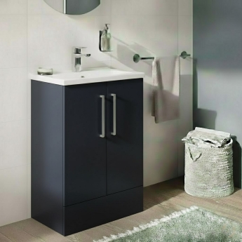 Vitra Root Flat Floor Standing 2-Door Vanity Unit with Basin 600mm Wide | Product Image