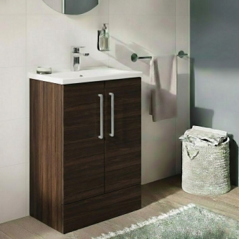 Vitra Root Flat Floor Standing 2-Door Vanity Unit with Basin 600mm Wide | Product Image