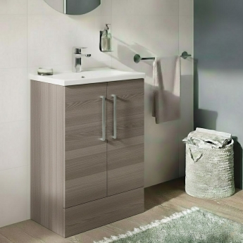 Vitra Root Flat Floor Standing 2-Door Vanity Unit with Basin 600mm Wide | Product Image