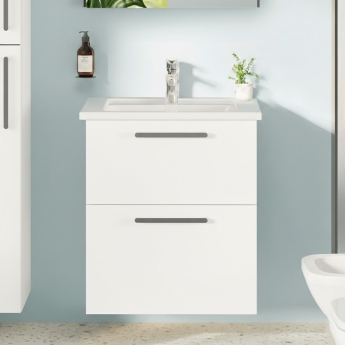 Vitra Root Flat Wall Hung 2-Drawer Vanity Unit with Basin 600mm Wide | Product Image