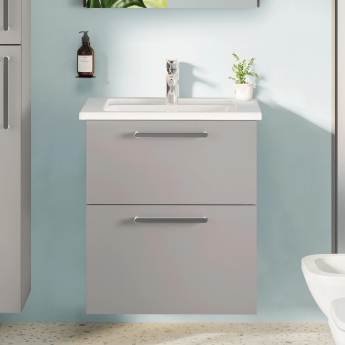 Vitra Root Flat Wall Hung 2-Drawer Vanity Unit with Basin 600mm Wide | Product Image