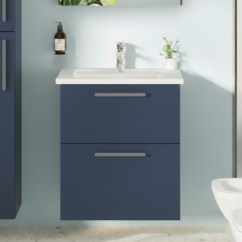 Vitra Root Flat Wall Hung 2-Drawer Vanity Unit with Basin 600mm Wide | Product Image