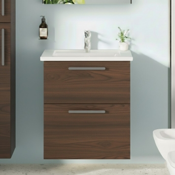Vitra Root Flat Wall Hung 2-Drawer Vanity Unit with Basin 600mm Wide | Product Image