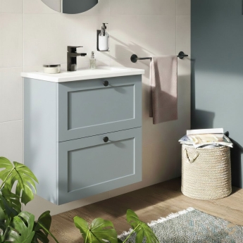Vitra Root Classic Compact Wall Hung 2-Drawer Vanity Unit with Basin 600mm Wide | Product Image