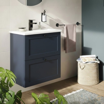 Vitra Root Classic Compact Wall Hung 2-Drawer Vanity Unit with Basin 600mm Wide | Product Image