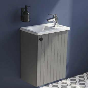 Vitra Root Groove Compact Wall Hung 1-Door Vanity Unit with Basin 450mm Wide | Product Image
