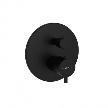 Vitra Round Thermostatic Concealed Shower Valve 2 Outlet - Matte Black