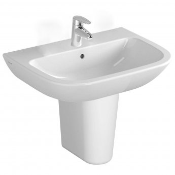 Vitra S20 Wash Basin and Large Semi Pedestal 600mm Wide 1 Tap Hole