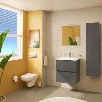 Vitra S20 Square Wall Hung 1-Door Tall Unit 350mm Wide - High Gloss Anthracite | Product Image