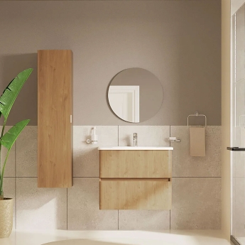Vitra S20 Round Wall Hung 1-Door Tall Unit 350mm Wide - Maple Oak | Product Image