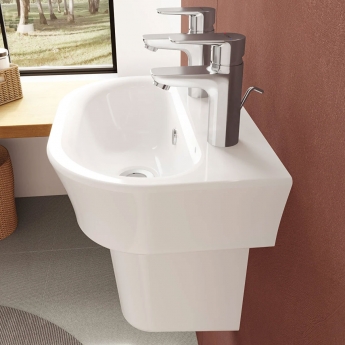 Vitra S20 Cloakroom Basin and Small Semi Pedestal 450mm Wide 2 Tap Hole