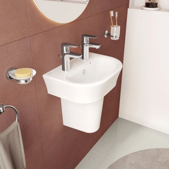 Vitra S20 Cloakroom Basin and Small Semi Pedestal 450mm Wide 2 Tap Hole
