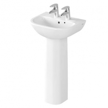 Vitra S20 Cloakroom Basin and Full Pedestal 450mm Wide 2 Tap Hole