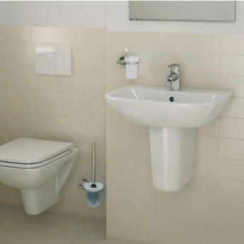 Vitra S20 Cloakroom Basin and Small Semi Pedestal 450mm Wide 1 Tap Hole