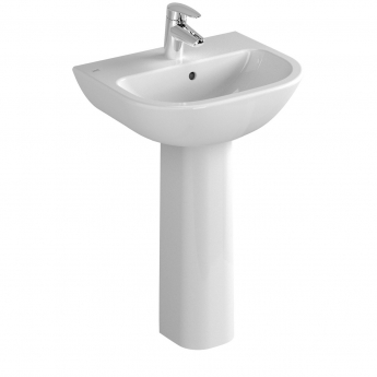 Vitra S20 Cloakroom Basin and Full Pedestal 450mm Wide 1 Tap Hole