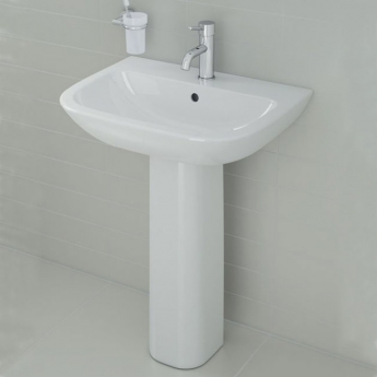Vitra S20 Wash Basin and Full Pedestal 600mm Wide 1 Tap Hole