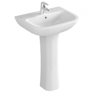 Vitra S20 Cloakroom Basin and Full Pedestal 500mm Wide 1 Tap Hole