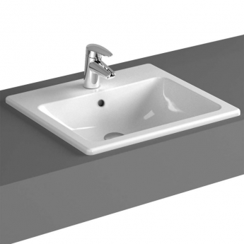 Vitra S20 Compact Countertop Inset Basin Front Overflow 500mm Wide - 1 Tap Hole