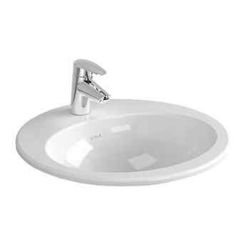 Vitra S20 Compact Countertop Inset Basin Front Overflow 475mm Wide - 1 Tap Hole