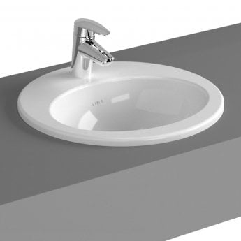 Vitra S20 Compact Countertop Inset Basin Front Overflow 525mm Wide - 1 Tap Hole