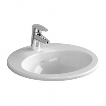 Vitra S20 Compact Countertop Inset Basin Front Overflow 525mm Wide - 1 Tap Hole