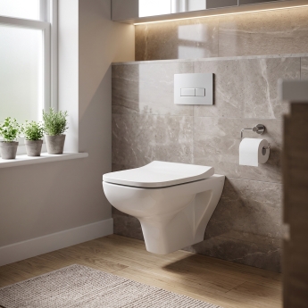 VitrA S20 Square Compact Smoothflush Rimless Wall Hung Toilet (inc Soft Close Seat) | Product Image