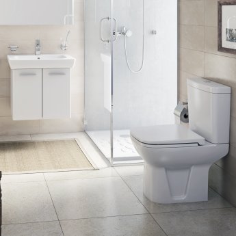 Vitra S20 Close Coupled Toilet Open Back Push Button Cistern - Soft Close Seat