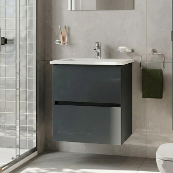 Vitra S20 Square Wall Hung 2-Drawer Vanity Unit and Basin 600mm Wide | Product Image