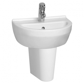 Vitra S50 Basin and Semi Pedestal 450mm Wide - 1 Tap Hole