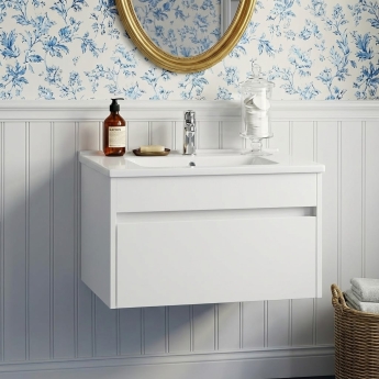 Vitra S50+ Wall Hung 1-Drawer Vanity Unit with Basin 800mm Wide - White High Gloss | Product Image