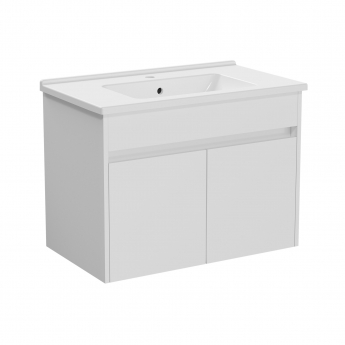 Vitra S50+ Wall Hung 2-Door Vanity Unit with Basin 800mm Wide - White High Gloss | Product Image