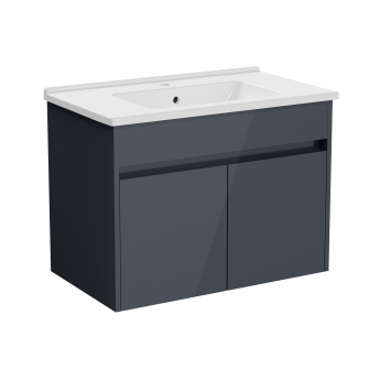 Vitra S50+ Wall Hung 2-Door Vanity Unit with Basin 800mm Wide - Anthracite High Gloss | Product Image