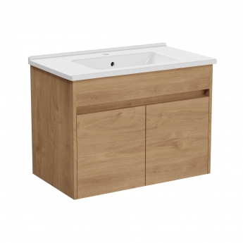 Vitra S50+ Wall Hung 2-Door Vanity Unit with Basin 800mm Wide - Golden Oak | Product Image