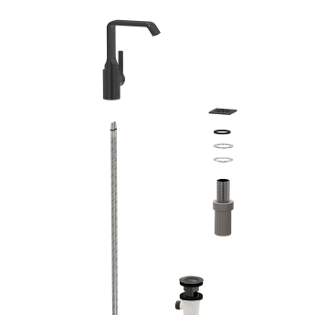 Vitra Suit Single Lever Side Action Basin Mixer Tap - Glossy Black | Product Image