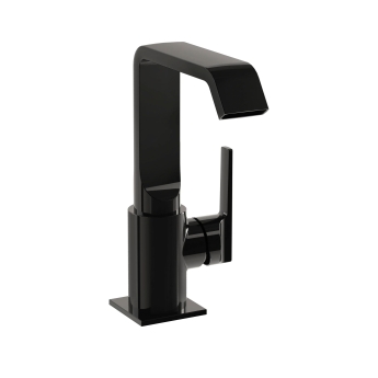 Vitra Suit Single Lever Side Action Basin Mixer Tap - Glossy Black | Product Image