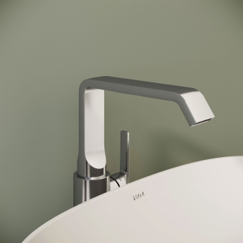 Vitra Suit Single Lever Side Action Tall Basin Mixer Tap - Chrome | Product Image
