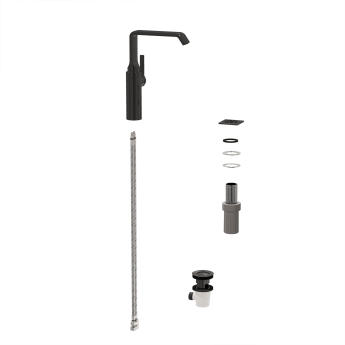 Vitra Suit Single Lever Side Action Tall Basin Mixer Tap - Glossy Black | Product Image