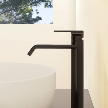 Vitra Suit Tall Basin Mixer Tap Lever Handle - Glossy Black | Product Image