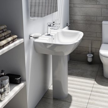 Vitra Zentrum Basin with Full Pedestal 550mm Wide - 1 Tap Hole