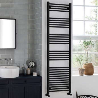Vogue Axis Straight Heated Towel Rail 1600mm H x 500mm W - Matt Black | Product Image