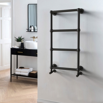 Vogue Ballerina Wall Mounted Heated Towel Rail 748mm H x 498mm W - Matt Black | Product Image